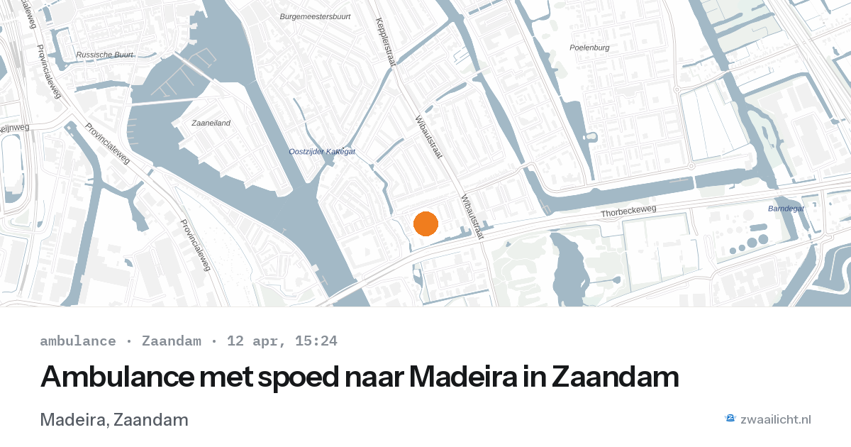 Ambulance met spoed naar Madeira in Zaandam — 12 apr 2026