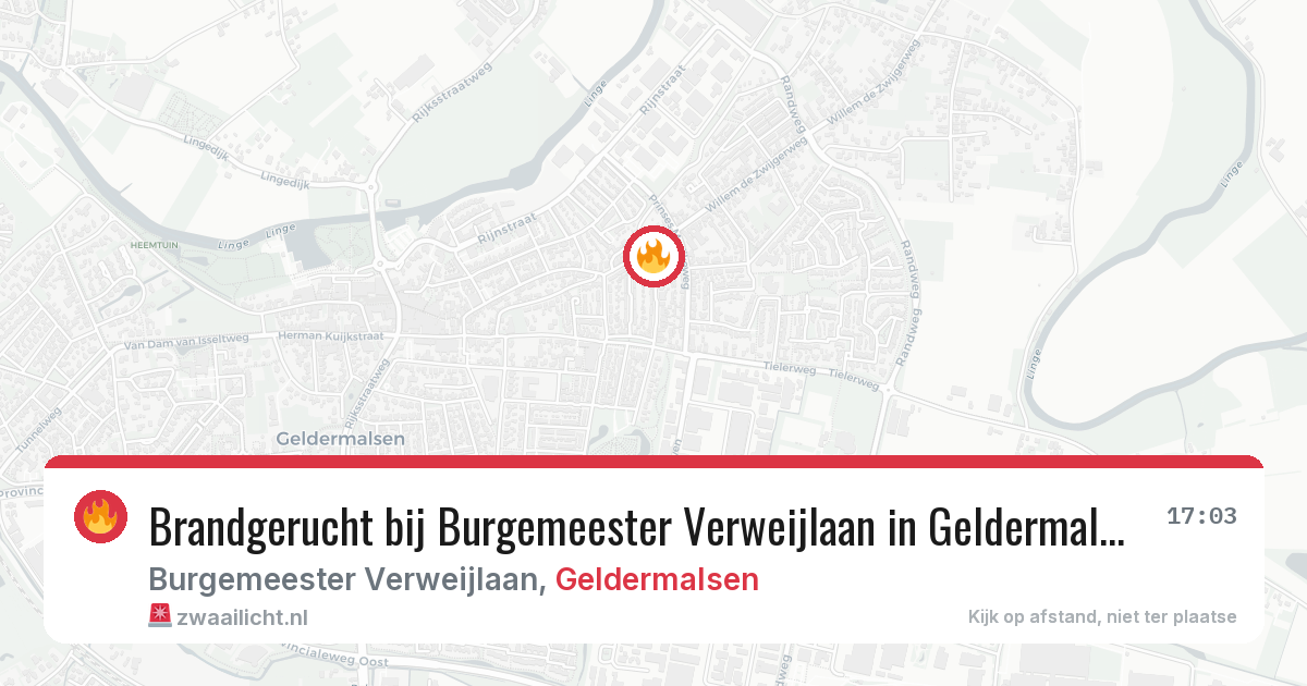 Brandgerucht bij Burgemeester Verweijlaan in Geldermalsen — 1 jun 2026