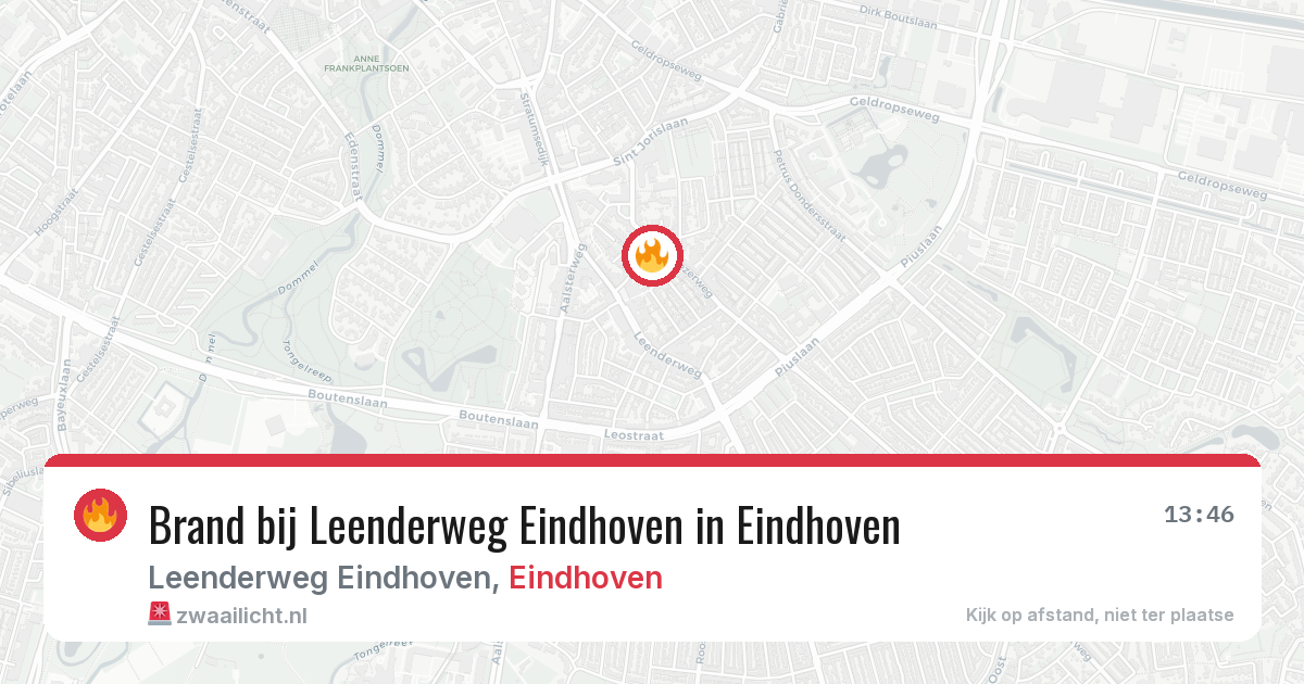 Brand bij Leenderweg Eindhoven in Eindhoven — 1 aug 2026