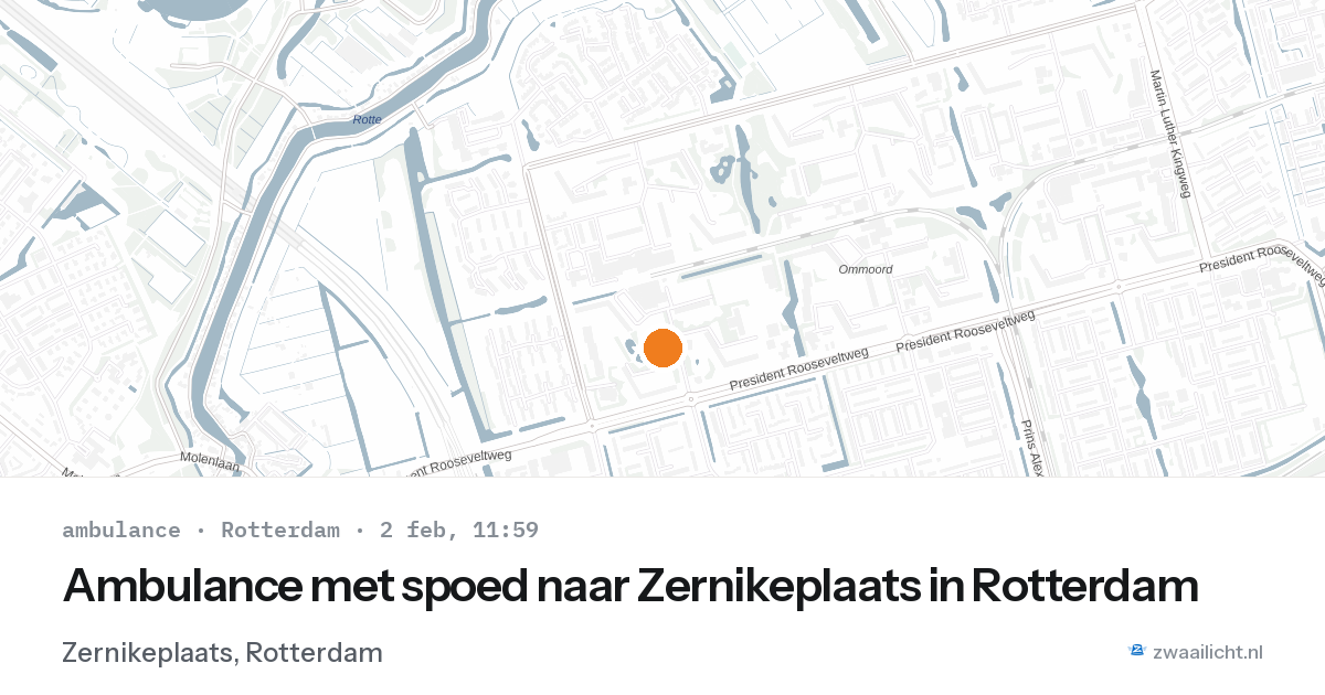 Ambulance met spoed naar Zernikeplaats in Rotterdam — 2 feb 2026