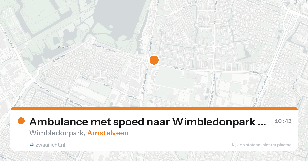 Ambulance met spoed naar Wimbledonpark in Amstelveen — 16 aug 2026