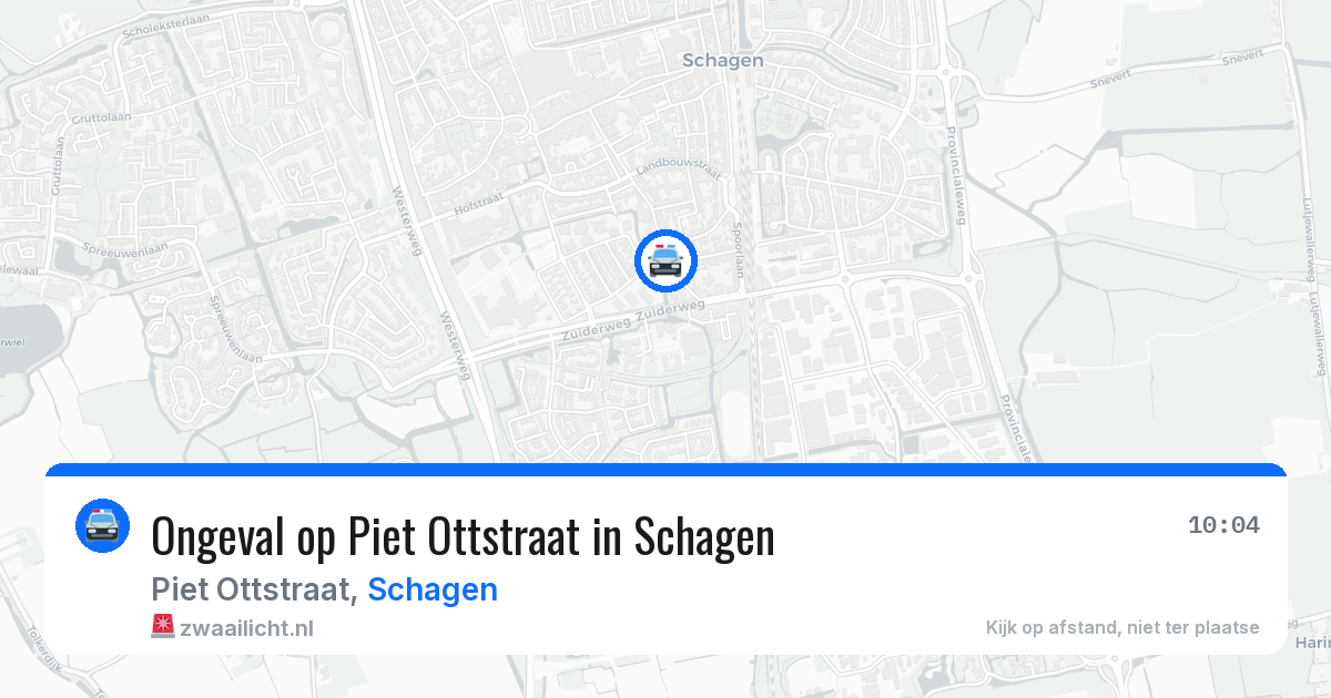 Ongeval op Piet Ottstraat in Schagen — 29 jul 2026