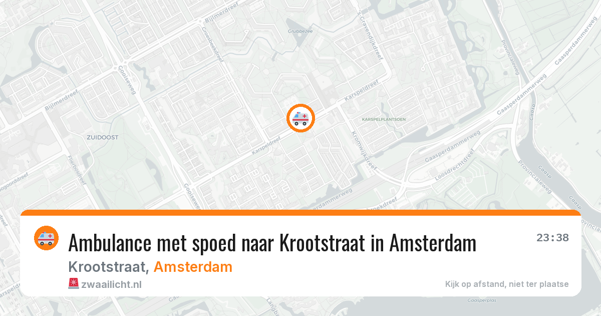 Ambulance met spoed naar Krootstraat in Amsterdam — 1 aug 2026