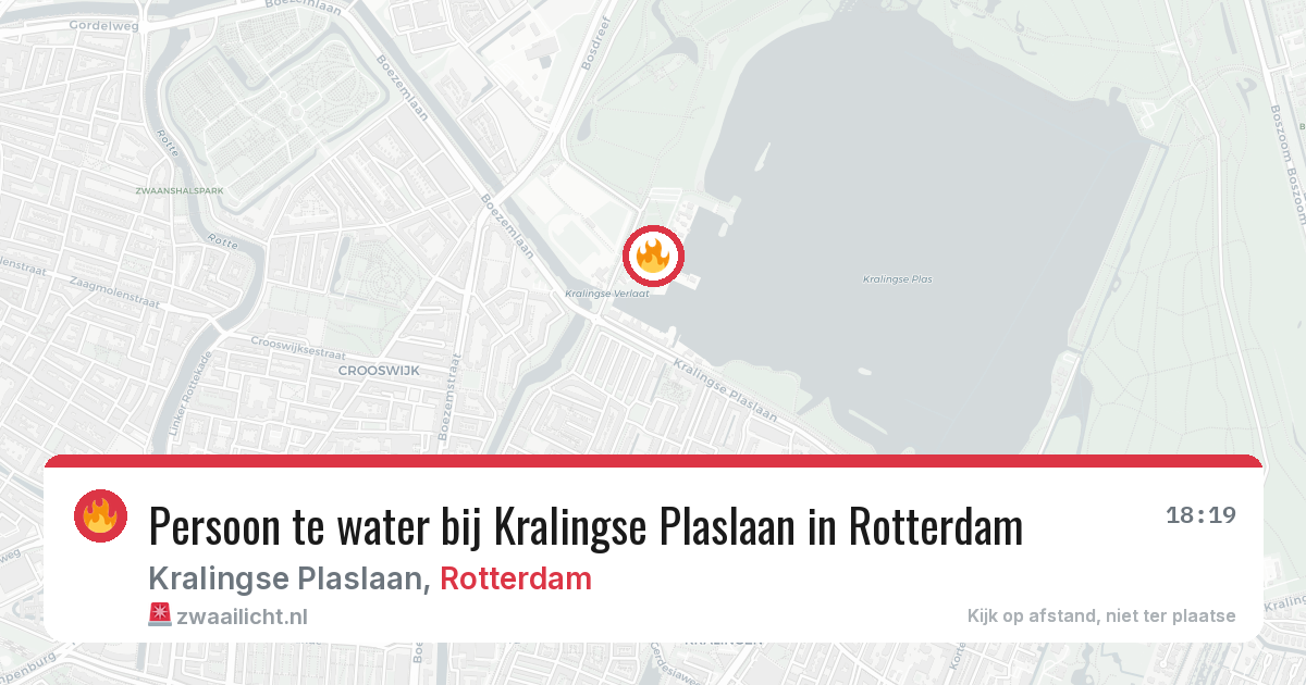 Persoon te water bij Kralingse Plaslaan in Rotterdam — 13 jul 2026