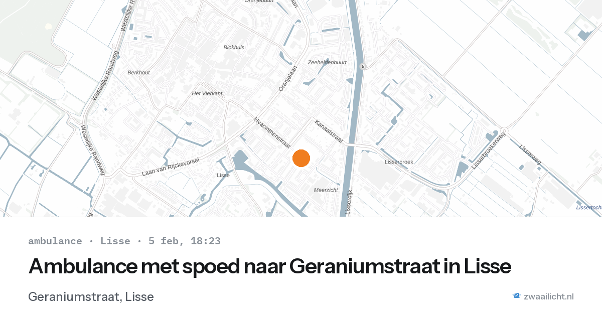 Ambulance met spoed naar Geraniumstraat in Lisse — 5 feb 2026