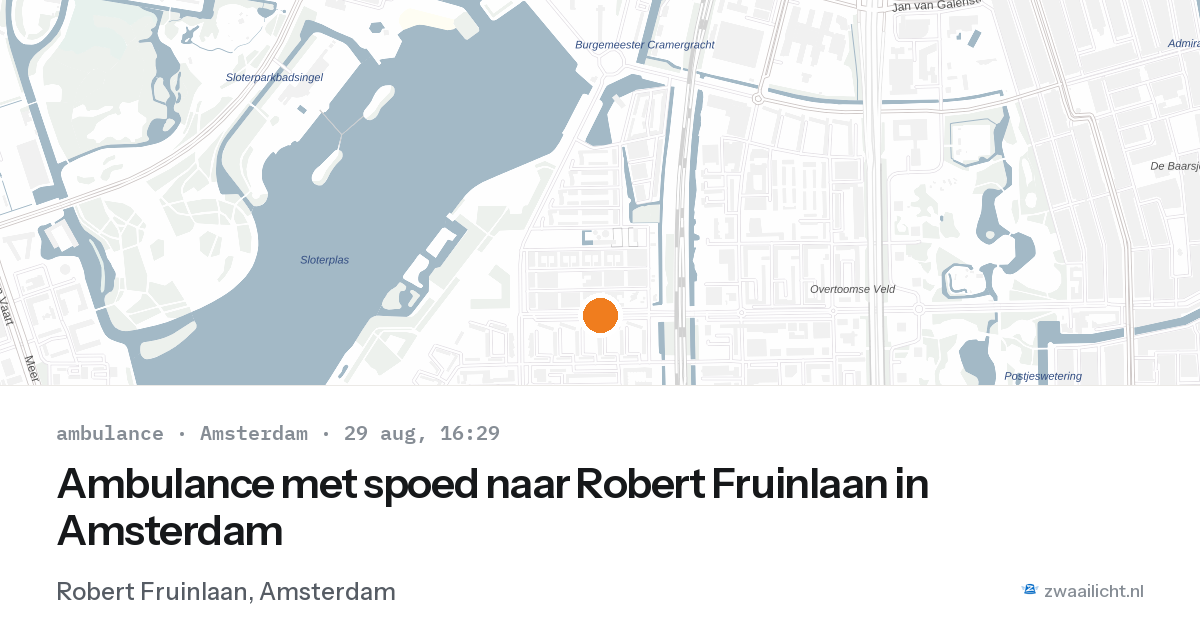 Ambulance met spoed naar Robert Fruinlaan in Amsterdam — 29 aug 2026