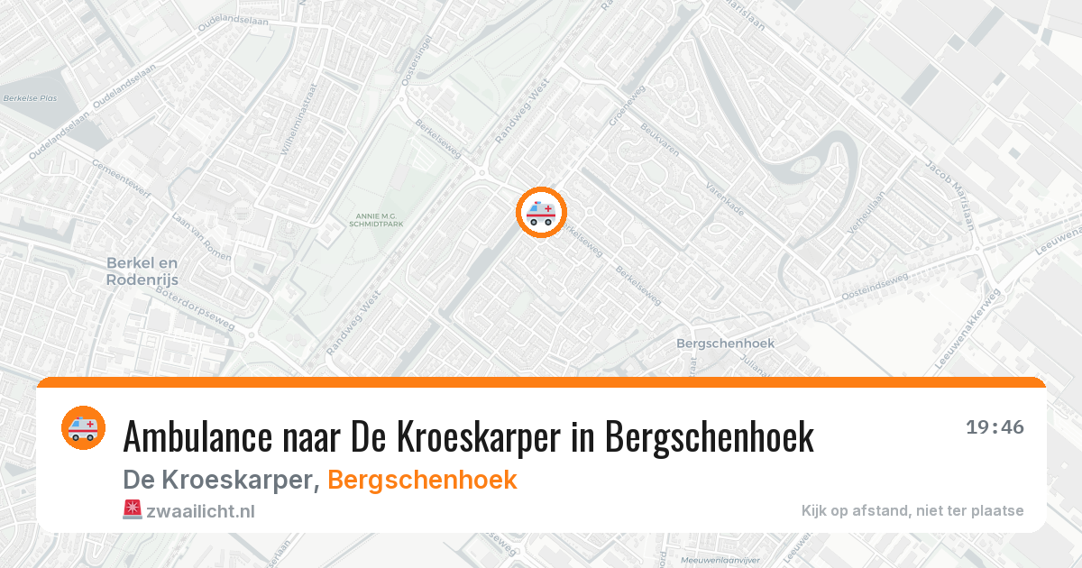 Ambulance naar De Kroeskarper in Bergschenhoek — 30 mei 2026