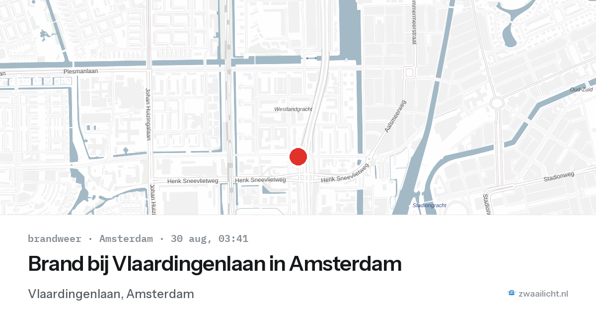 Brand bij Vlaardingenlaan in Amsterdam — 30 aug 2026