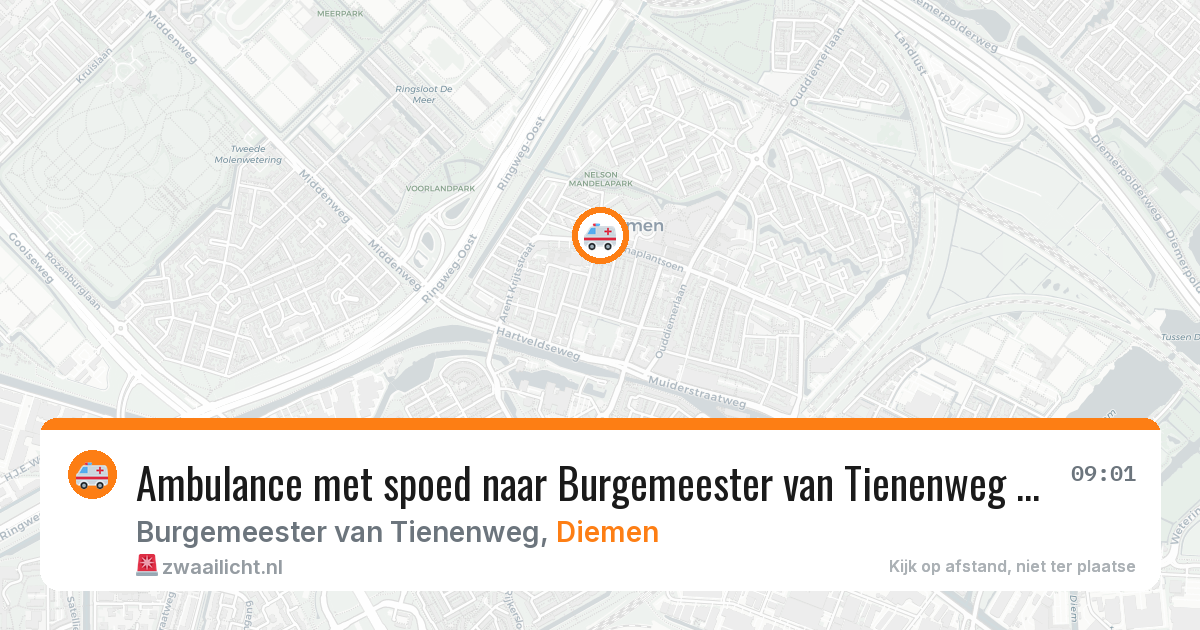 Ambulance met spoed naar Burgemeester van Tienenweg in Diemen — 19 mrt 2026
