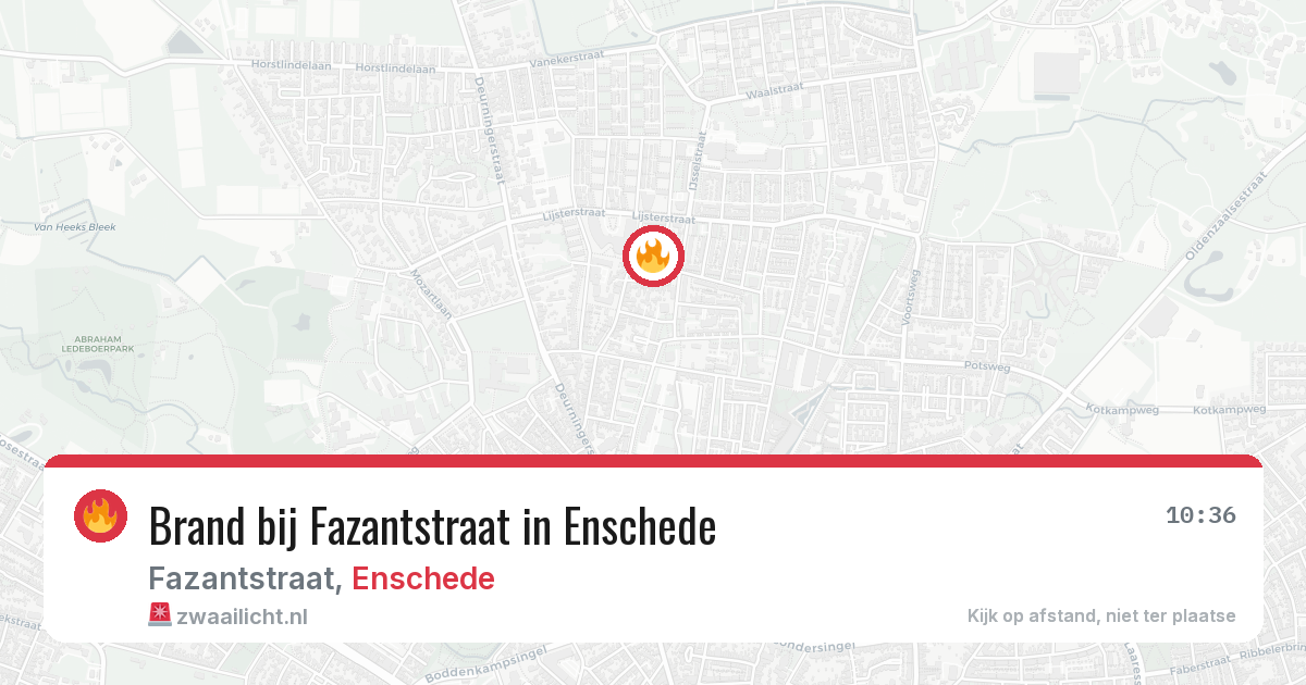 Brand bij Fazantstraat in Enschede — 8 aug 2026