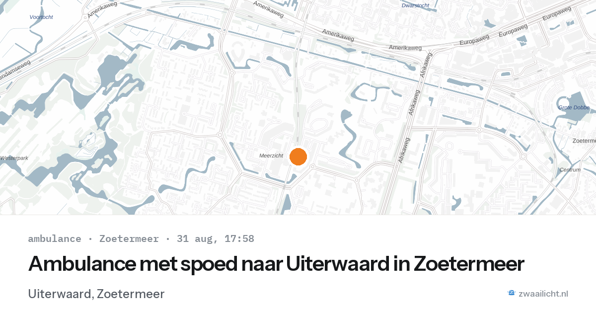 Ambulance met spoed naar Uiterwaard in Zoetermeer — 31 aug 2026