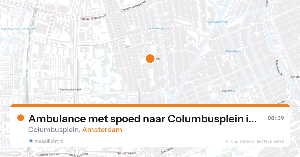Ambulance met spoed naar Columbusplein in Amsterdam — 28 aug 2026