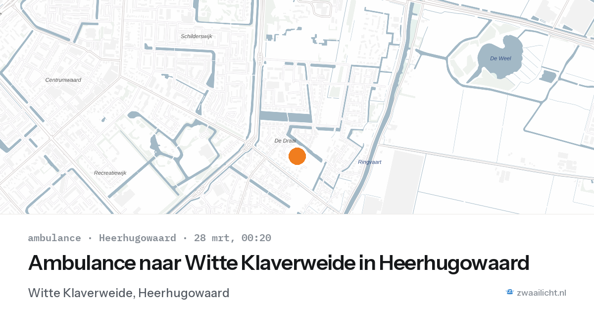 Ambulance naar Witte Klaverweide in Heerhugowaard — 27 mrt 2026