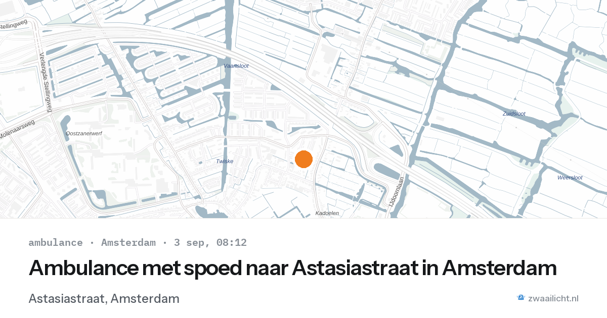 Ambulance met spoed naar Astasiastraat in Amsterdam — 3 sep 2026