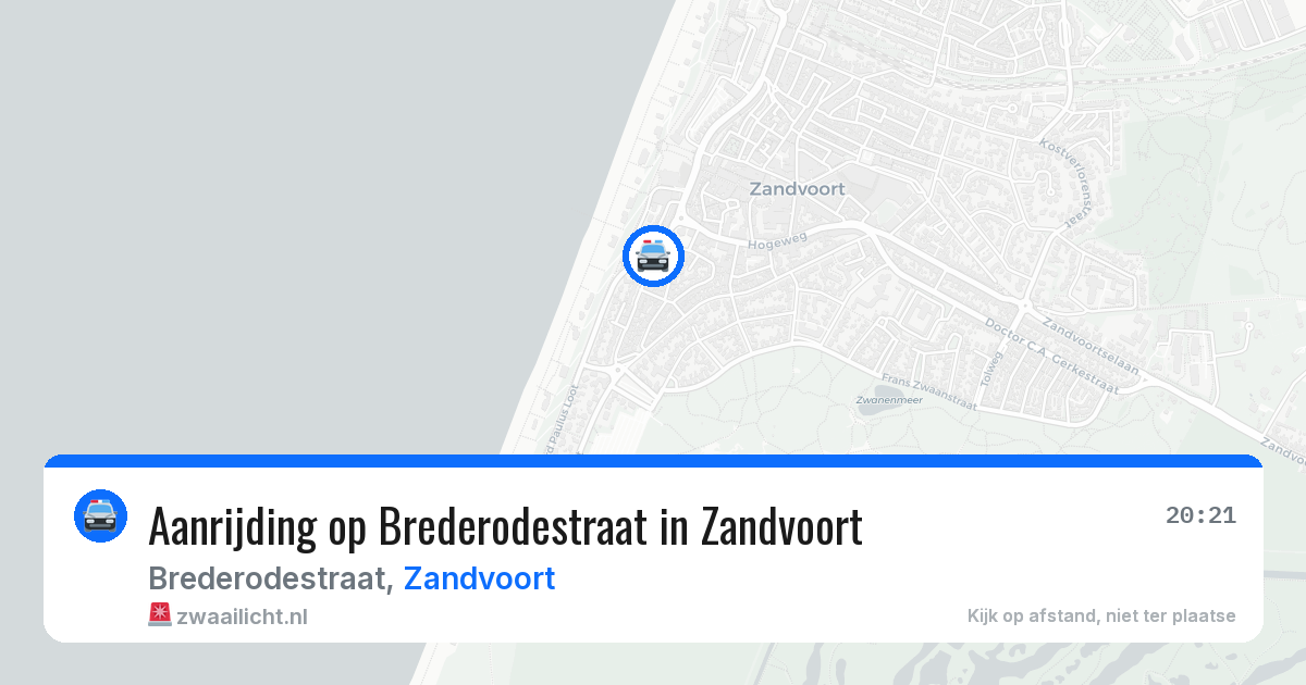 Aanrijding op Brederodestraat in Zandvoort — 13 aug 2026