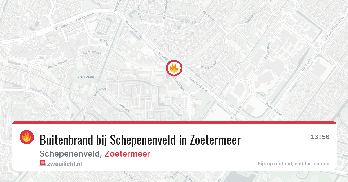 Buitenbrand bij Schepenenveld in Zoetermeer — 14 aug 2026