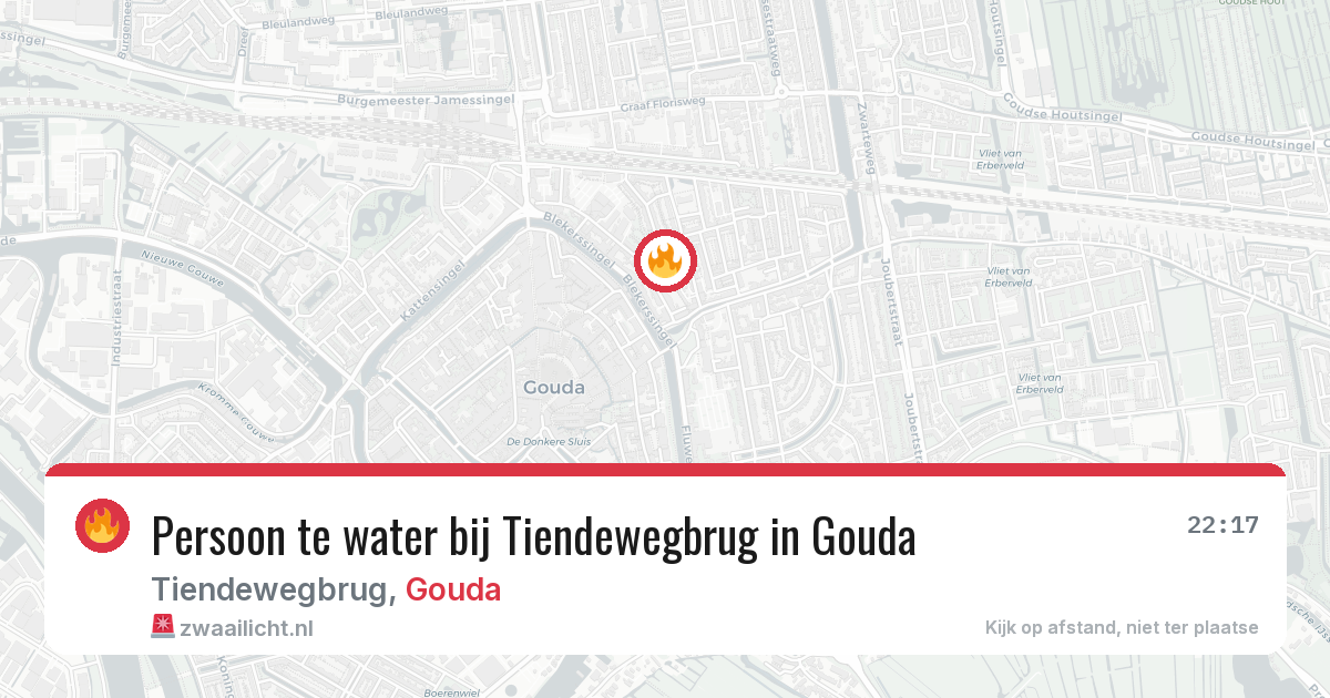 Persoon te water bij Tiendewegbrug in Gouda — 7 jul 2026