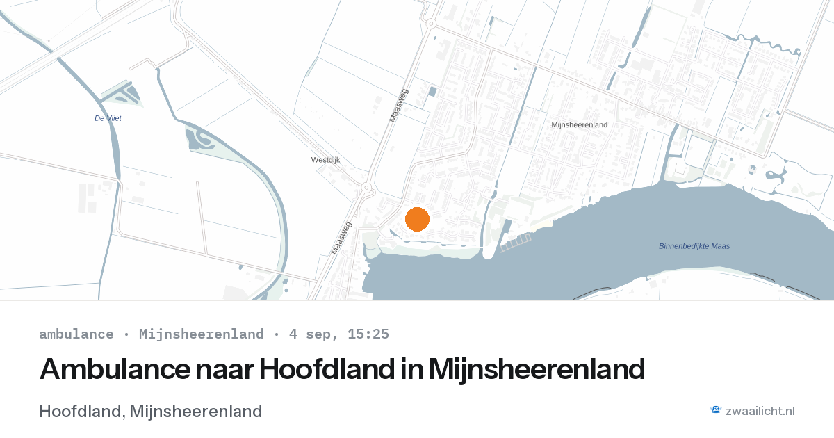 Ambulance naar Hoofdland in Mijnsheerenland — 4 sep 2026