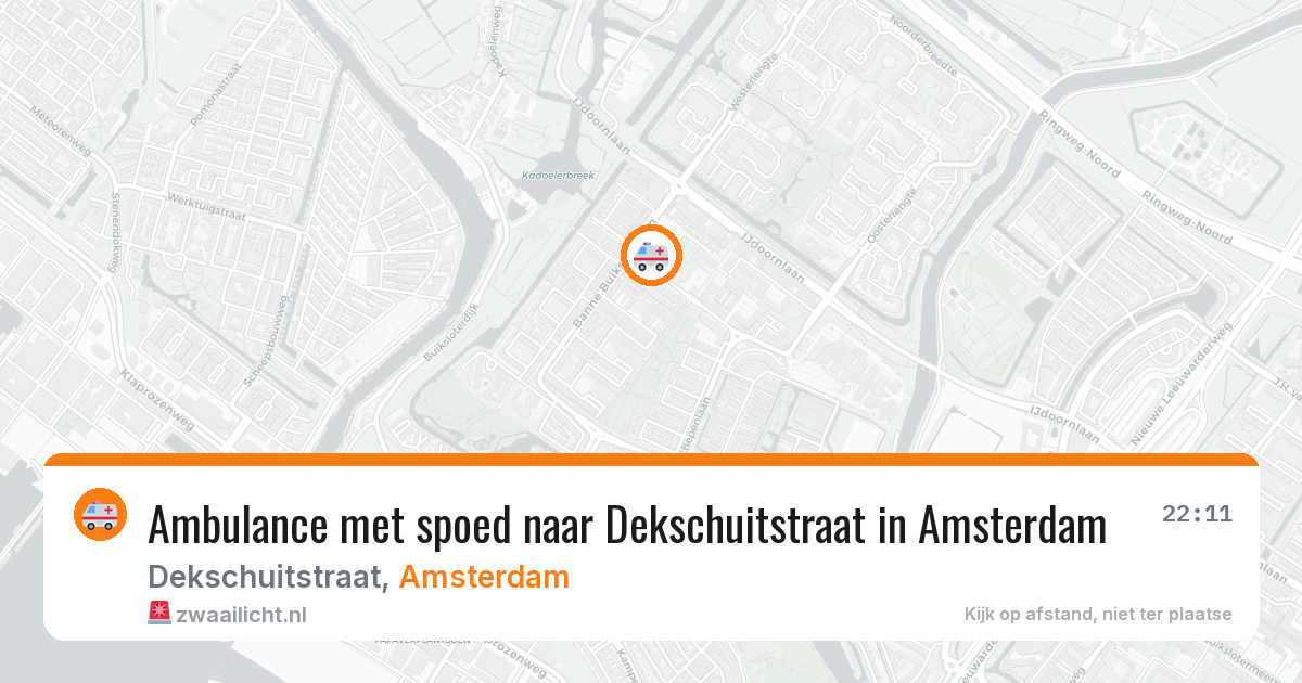 Ambulance met spoed naar Dekschuitstraat in Amsterdam — 15 mrt 2026