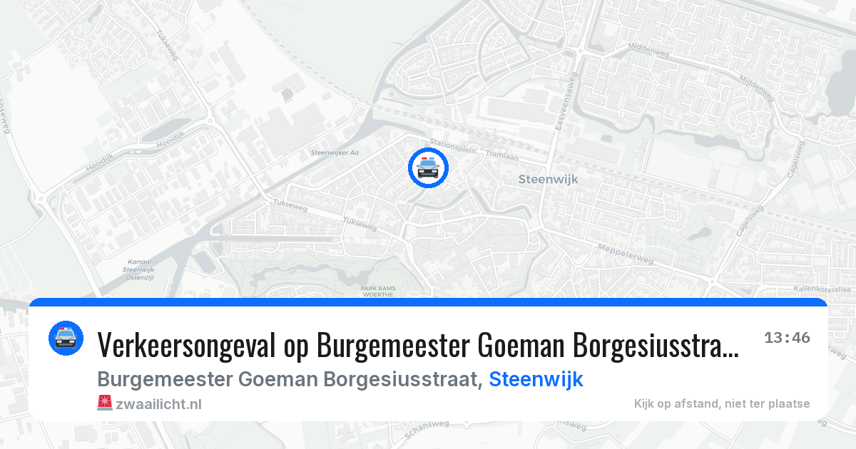 Verkeersongeval op Burgemeester Goeman Borgesiusstraat in Steenwijk — 14 jul 2026