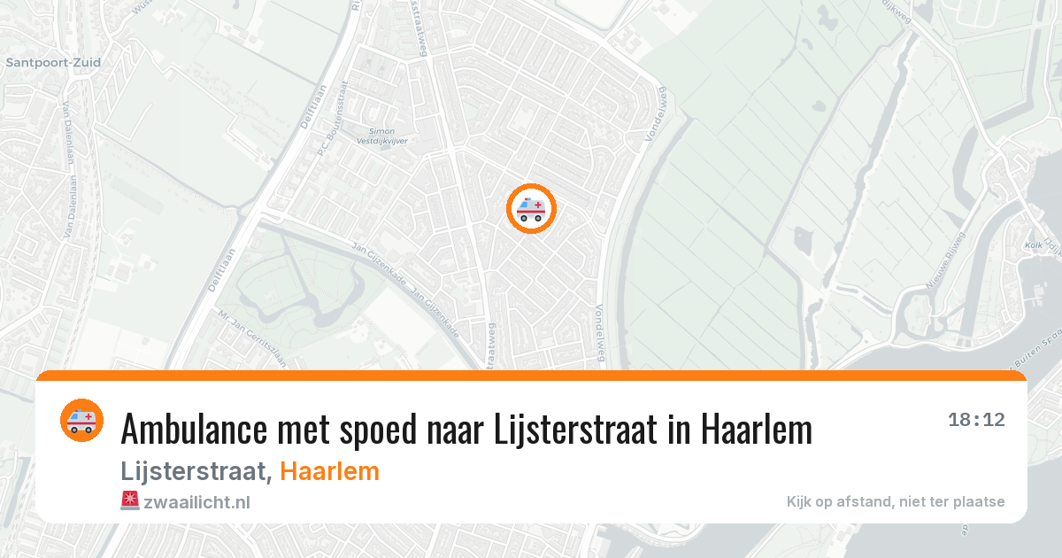 Ambulance met spoed naar Lijsterstraat in Haarlem — 14 aug 2026