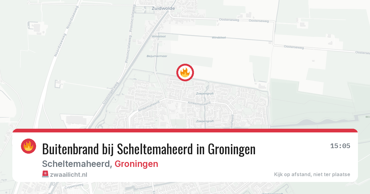 Buitenbrand bij Scheltemaheerd in Groningen — 5 feb 2026