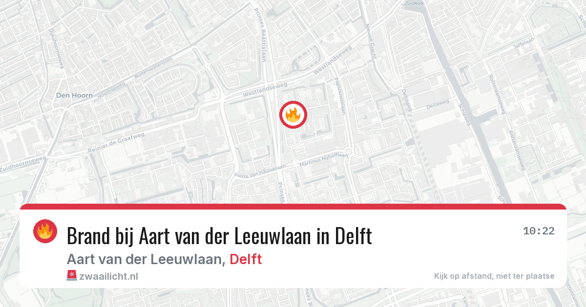 Brand bij Aart van der Leeuwlaan in Delft — 31 mei 2026