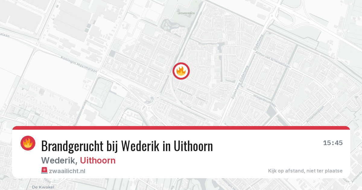 Brandgerucht bij Wederik in Uithoorn — 27 apr 2026