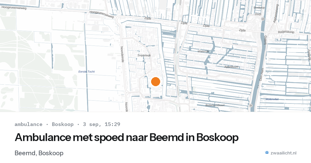 Ambulance met spoed naar Beemd in Boskoop — 3 sep 2026
