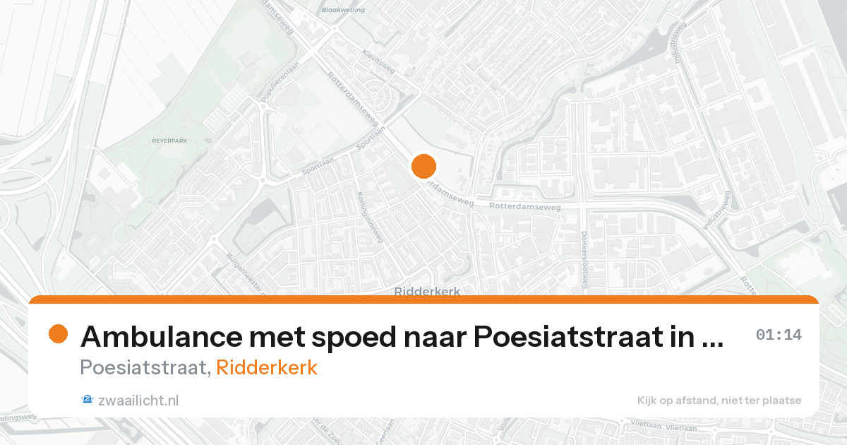 Ambulance met spoed naar Poesiatstraat in Ridderkerk — 20 aug 2026