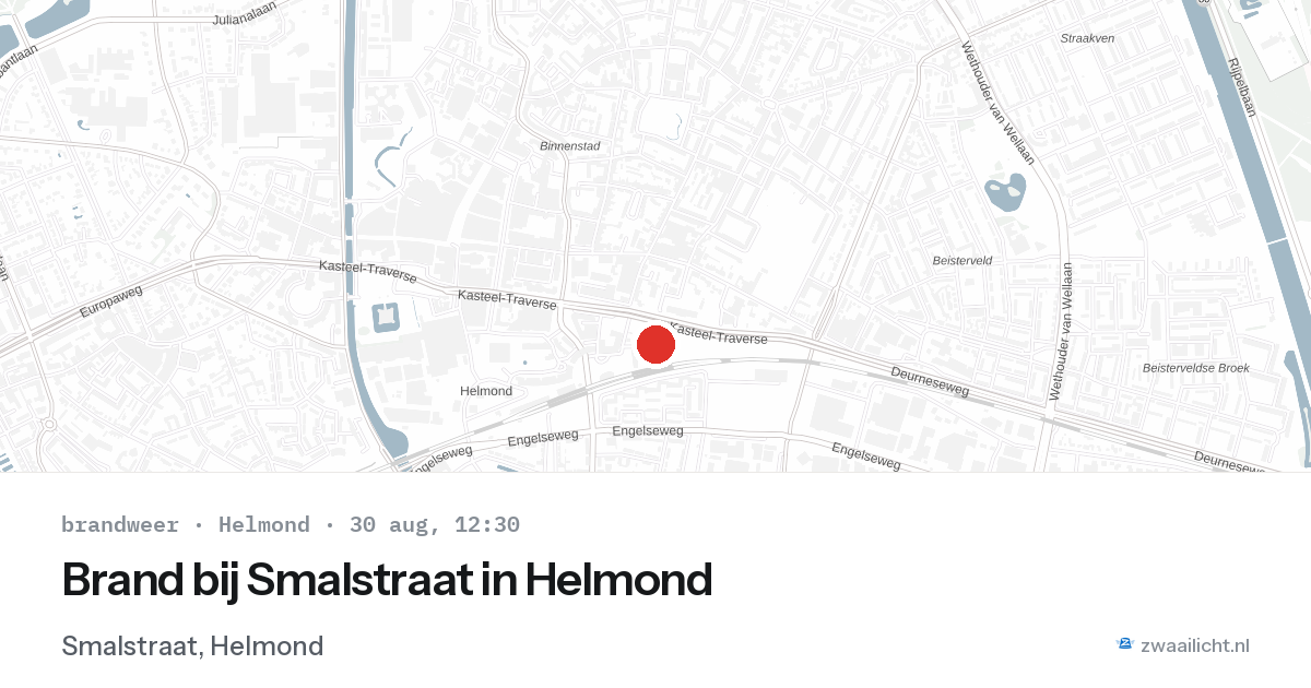 Brand bij Smalstraat in Helmond — 30 aug 2026