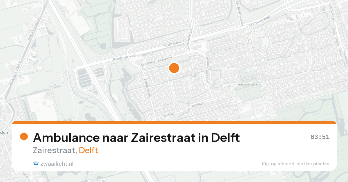 Ambulance naar Zairestraat in Delft — 21 aug 2026
