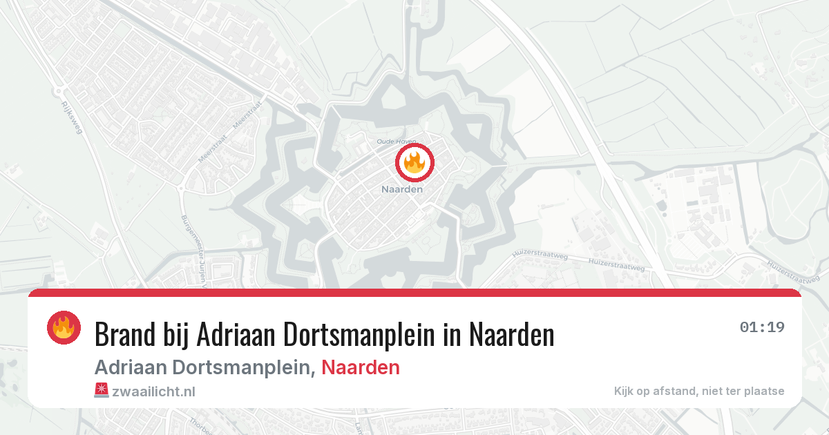 Brand bij Adriaan Dortsmanplein in Naarden — 19 jun 2026