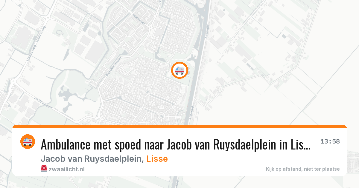 Ambulance met spoed naar Jacob van Ruysdaelplein in Lisse — 9 aug 2026