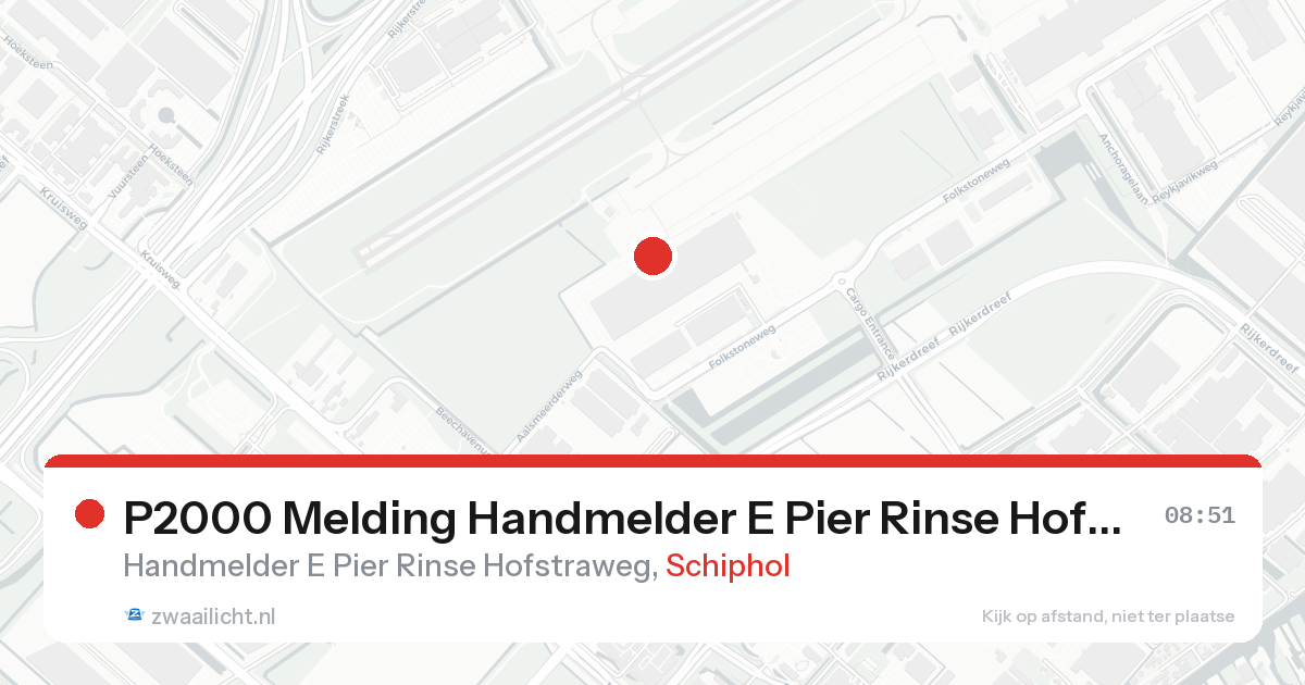P2000 Melding Handmelder E Pier Rinse Hofstraweg, Schiphol — 7 feb 2026