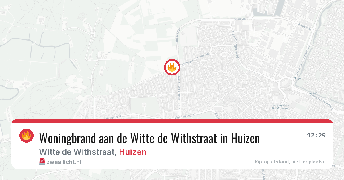 Woningbrand aan de Witte de Withstraat in Huizen — 22 jun 2026