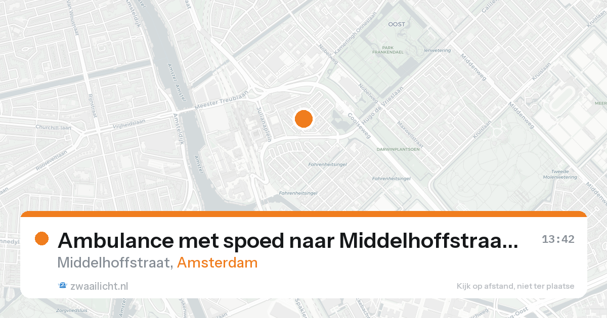 Ambulance met spoed naar Middelhoffstraat in Amsterdam — 17 aug 2026