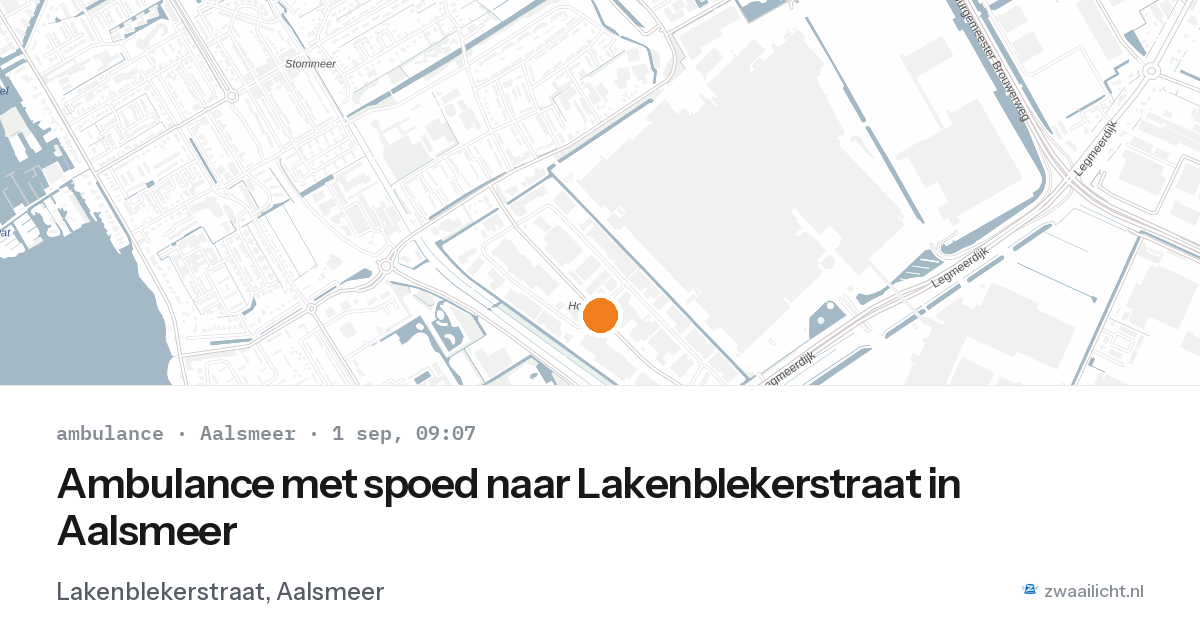 Ambulance met spoed naar Lakenblekerstraat in Aalsmeer — 1 sep 2026