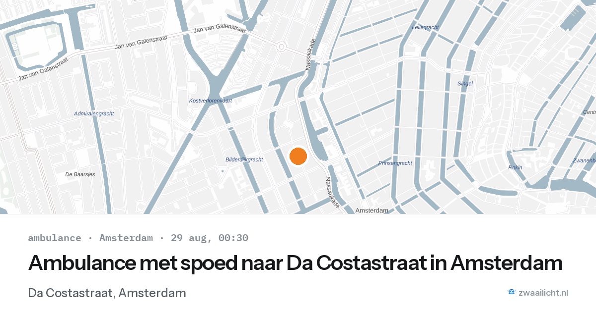Ambulance met spoed naar Da Costastraat in Amsterdam — 28 aug 2026