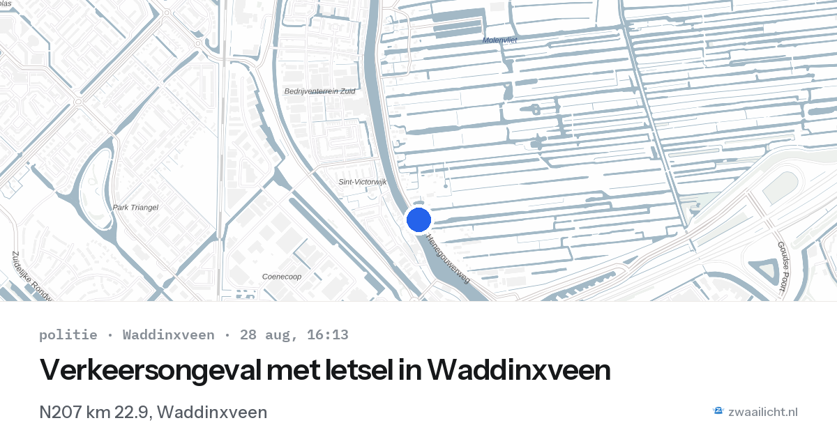 Verkeersongeval met letsel in Waddinxveen — 28 aug 2026