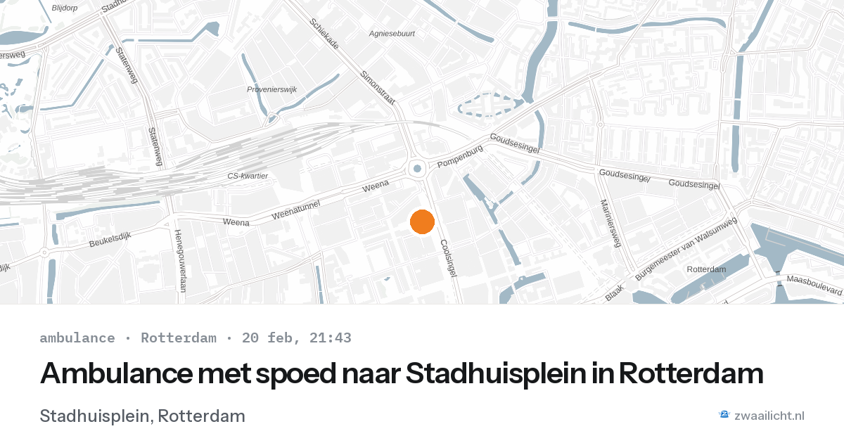 Ambulance met spoed naar Stadhuisplein in Rotterdam — 20 feb 2026