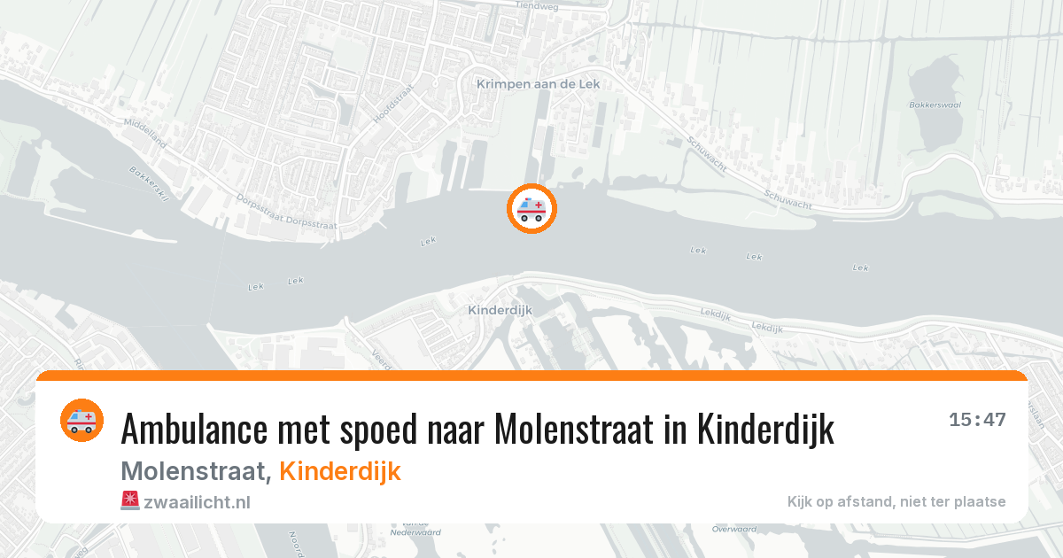 Ambulance met spoed naar Molenstraat in Kinderdijk — 25 mei 2026