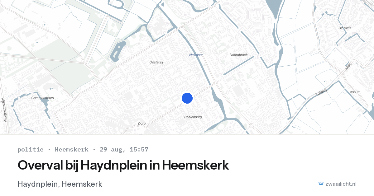 Overval bij Haydnplein in Heemskerk — 29 aug 2026