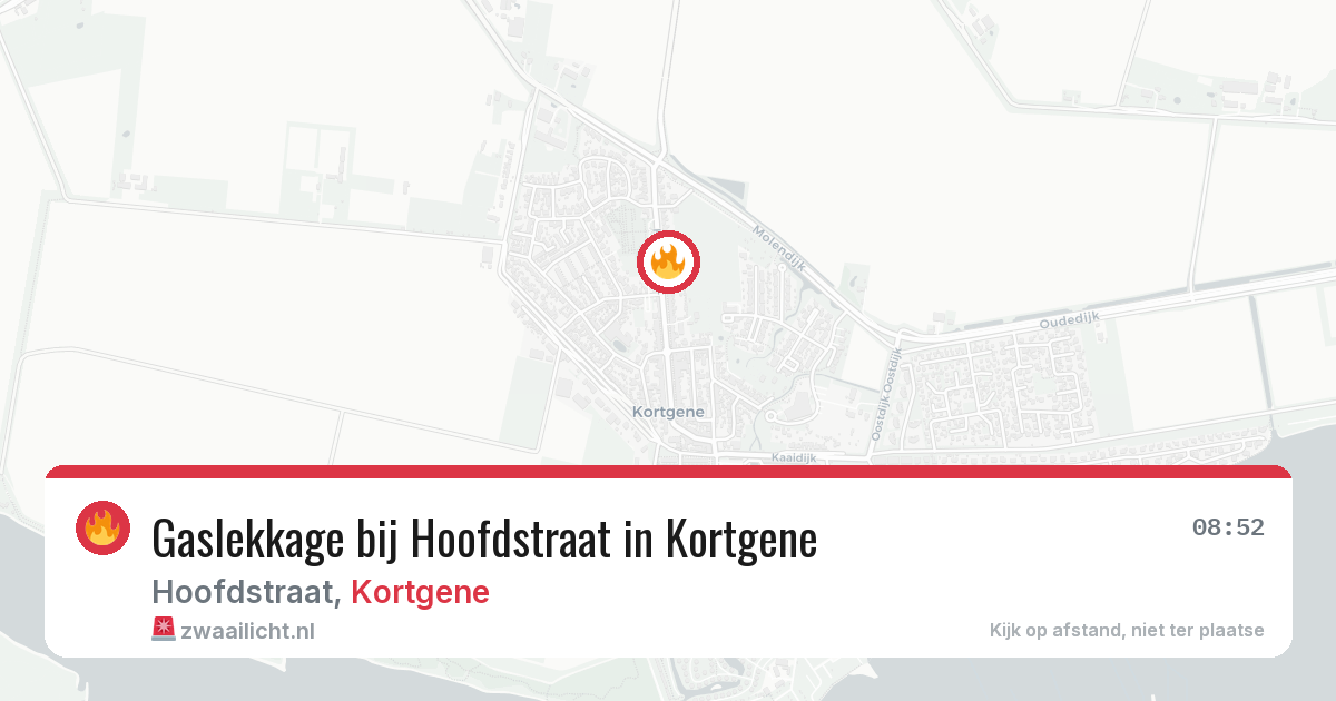 Gaslekkage bij Hoofdstraat in Kortgene — 7 apr 2026