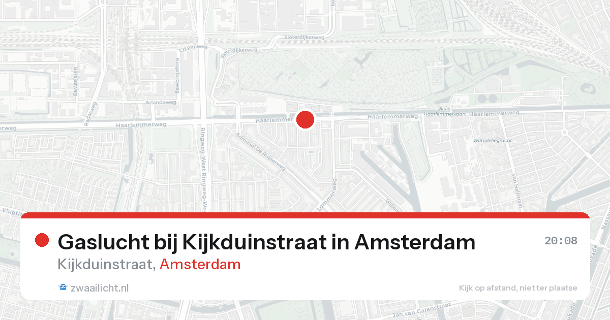 Gaslucht bij Kijkduinstraat in Amsterdam — 23 aug 2026