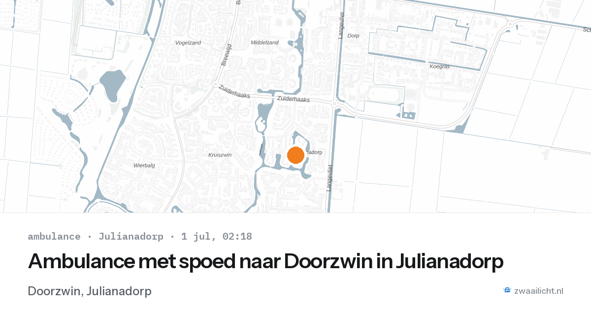Ambulance met spoed naar Doorzwin in Julianadorp — 1 jul 2026