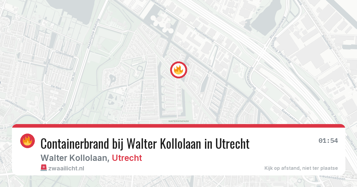 Containerbrand bij Walter Kollolaan in Utrecht — 9 jul 2026