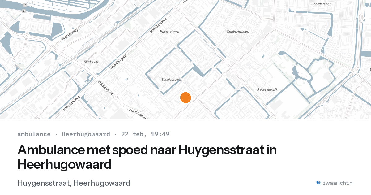 Ambulance met spoed naar Huygensstraat in Heerhugowaard — 22 feb 2026