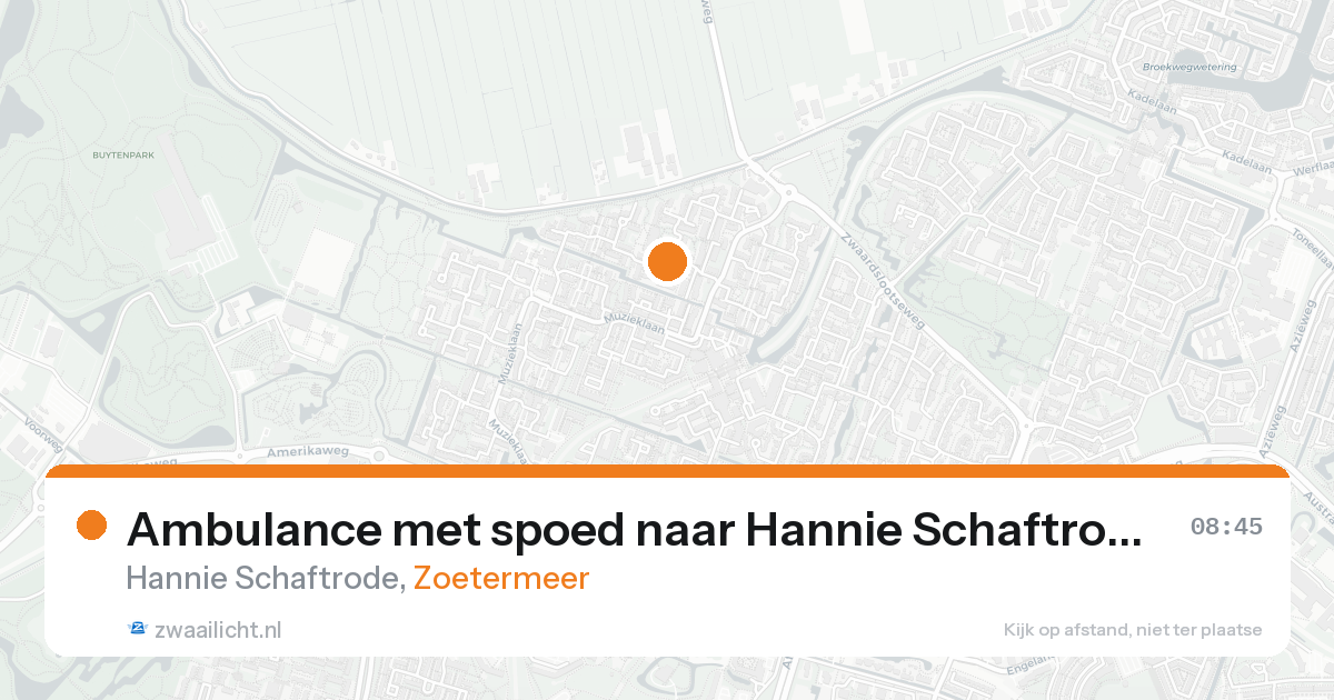 Ambulance met spoed naar Hannie Schaftrode in Zoetermeer — 17 aug 2026