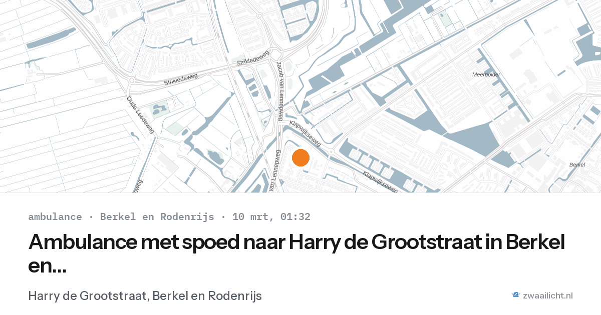Ambulance met spoed naar Harry de Grootstraat in Berkel en Rodenrijs — 10 mrt 2026